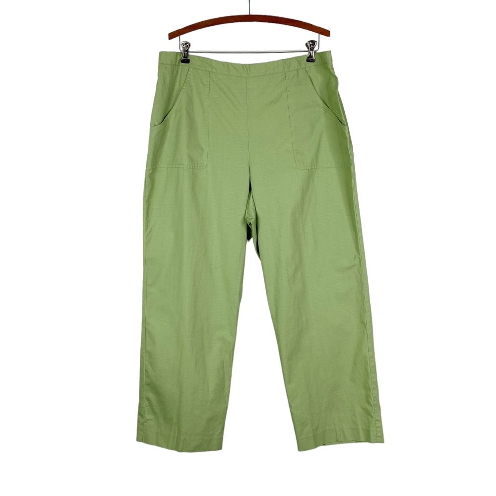 NWT Alfred Dunner Key Largo Flat Front Cotton Pants Kiwi Sz. 18W Prop. Short
